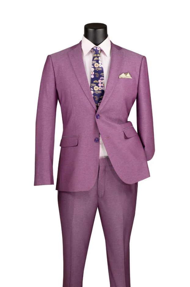 Vinci Men's 2 Piece Slim Fit Suit - Textured Weave