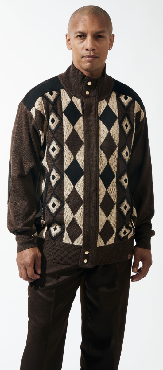 Silversilk Men's Sweater - Diamond Stripe
