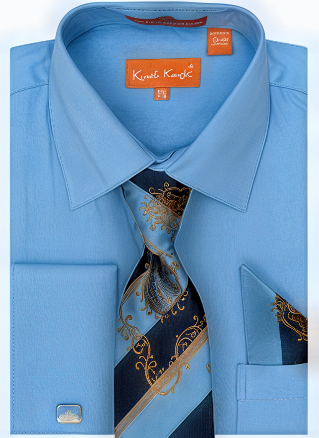 Karl Knox Men's French Cuff Fashion Shirt Set - Striped Tie
