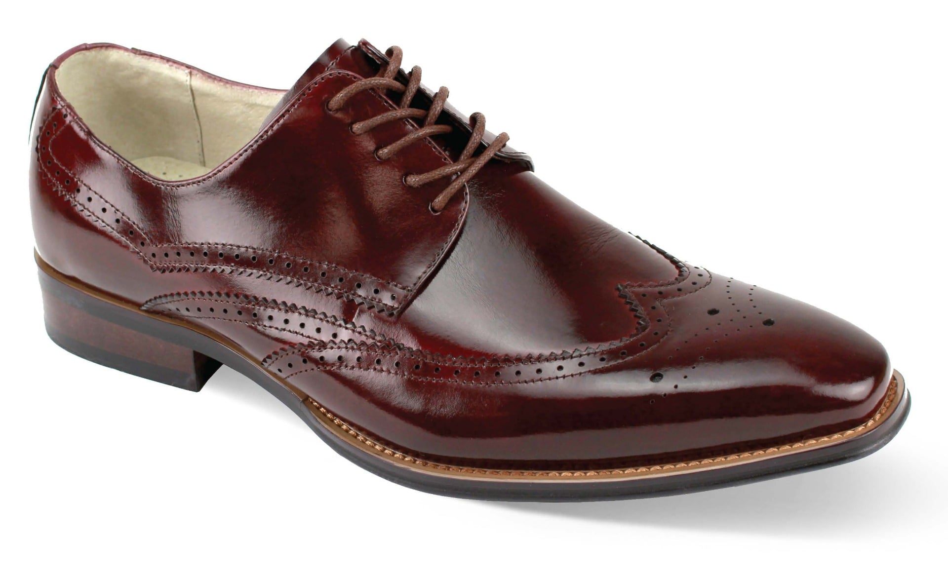 Giovanni Men's Leather Dress Shoe - Winged Tip Perforations