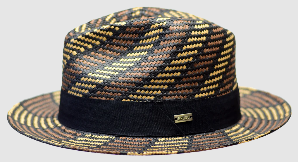 Bruno Capelo Men's Fedora Style Straw Hat - Striped Weave