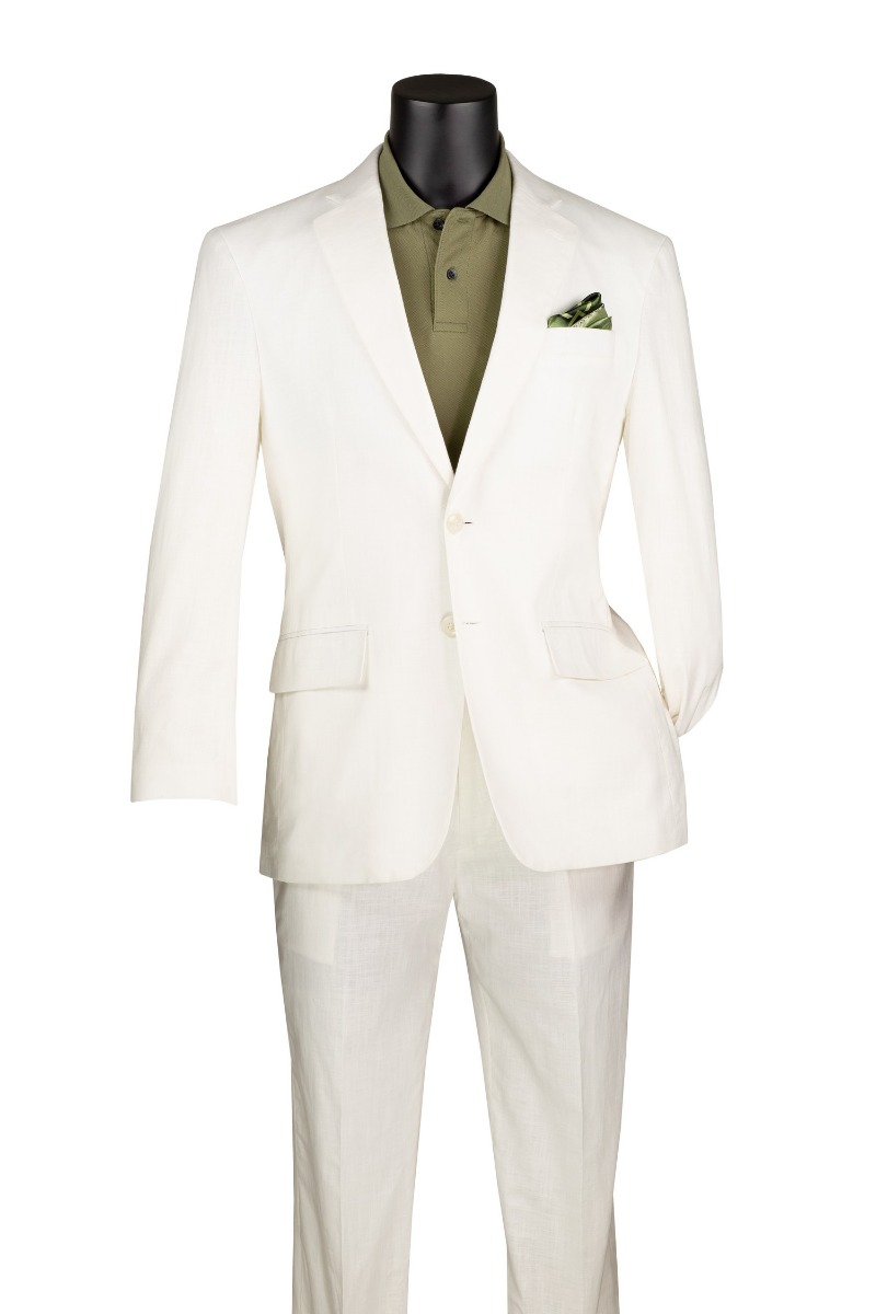 CCO Men's Outlet 2 Piece Modern Fit Linen Suit - Light Colors