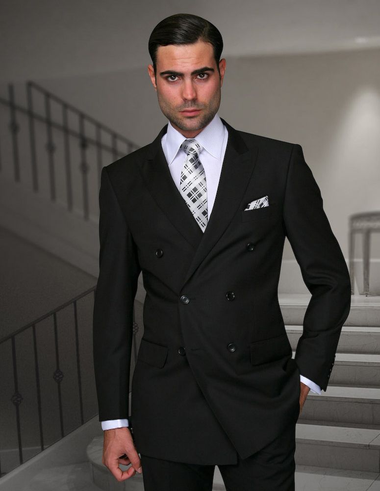 Statement Men's 2 Piece Modern Fit 100% Wool Fashion Suit - Double Breasted