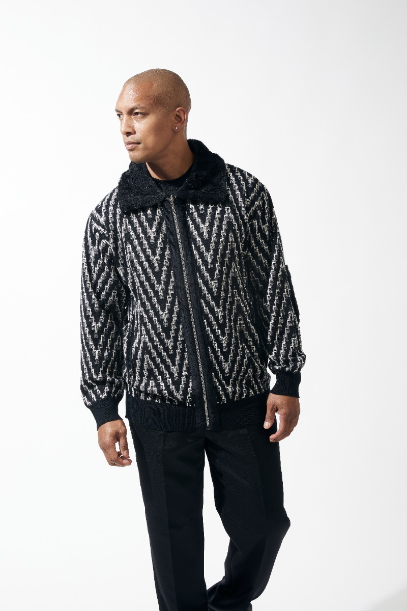 Silversilk Men's Sweater - Two Tone Zigzag