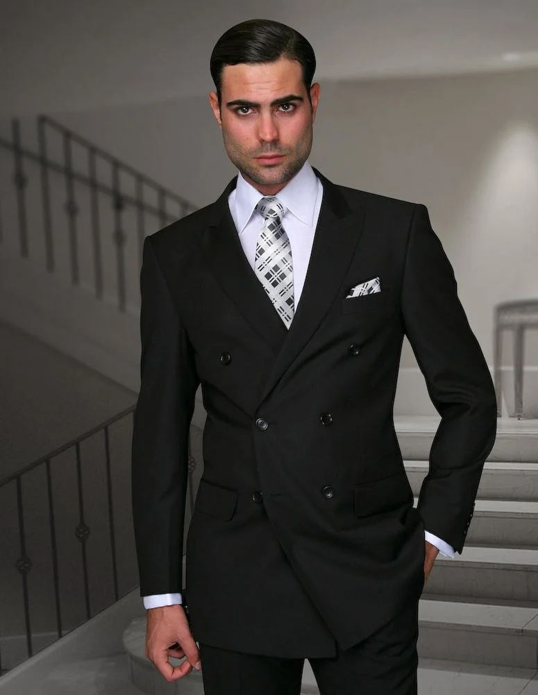 Pacelli by Zacchi Men's 2 Piece Double Breasted Suit - Solid Colors