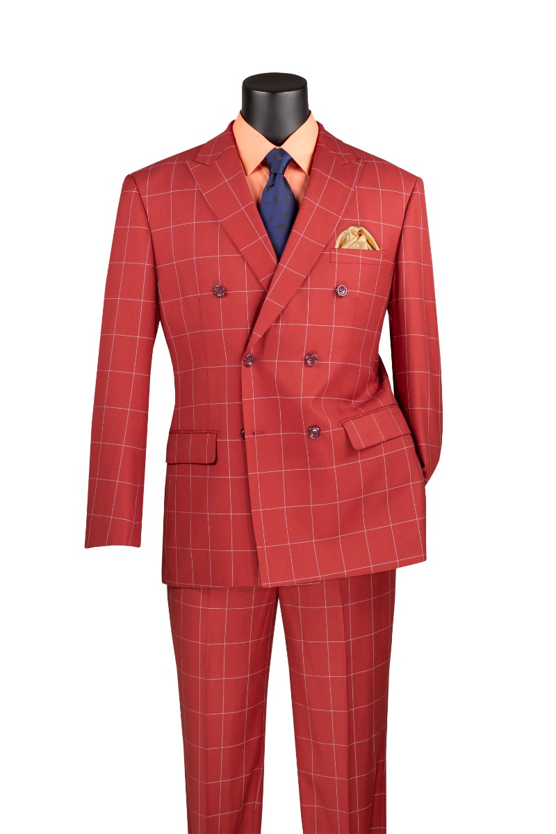Vinci Men's 2 Piece Modern Fit Suit - Windowpane