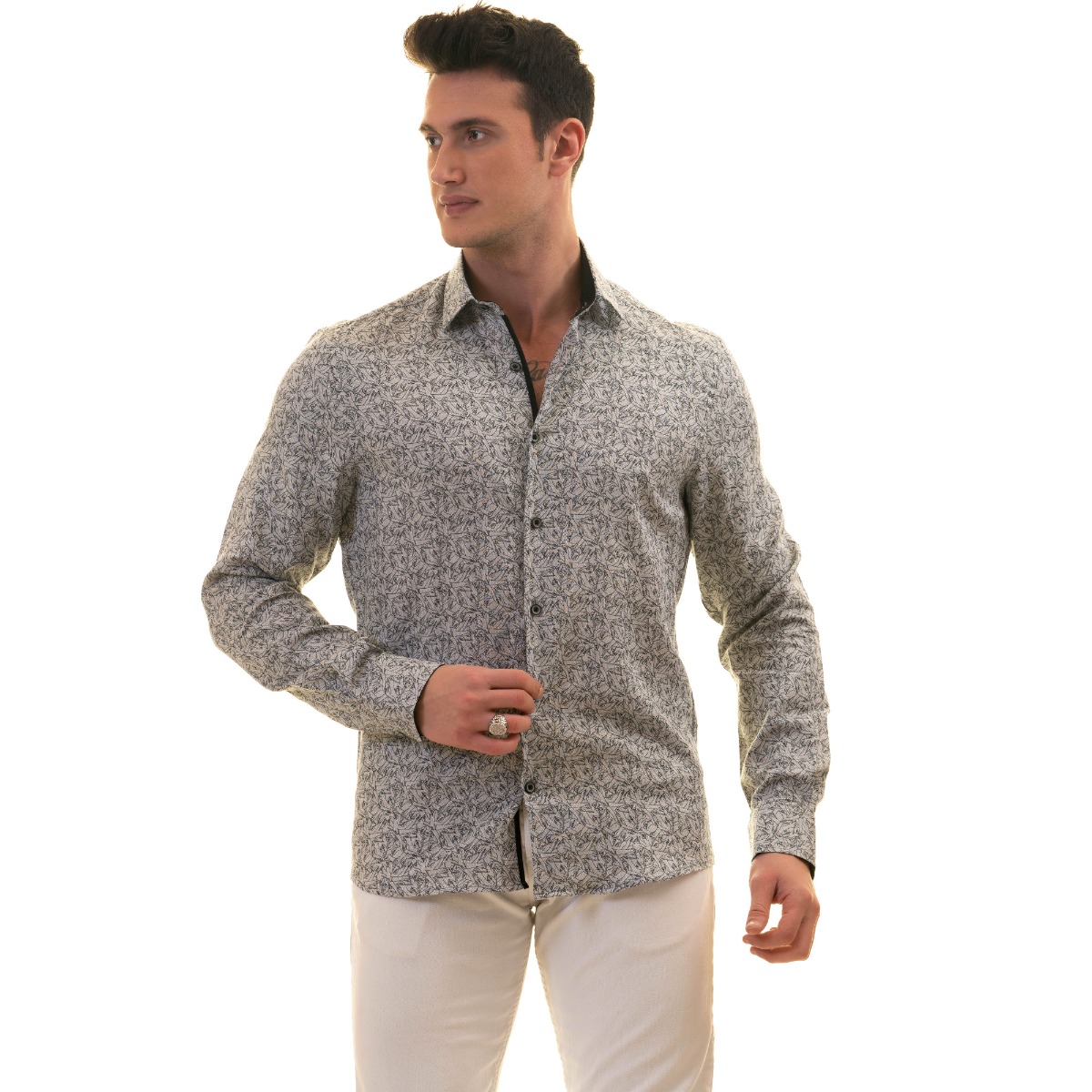 Gravity by Statement Men's Long Sleeve 100% Cotton Shirt - Stylish Patterns