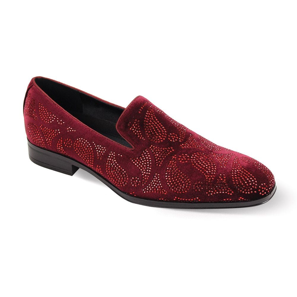After Midnight Men's Fashion Velour Dress Shoe - Crystal Studded Design