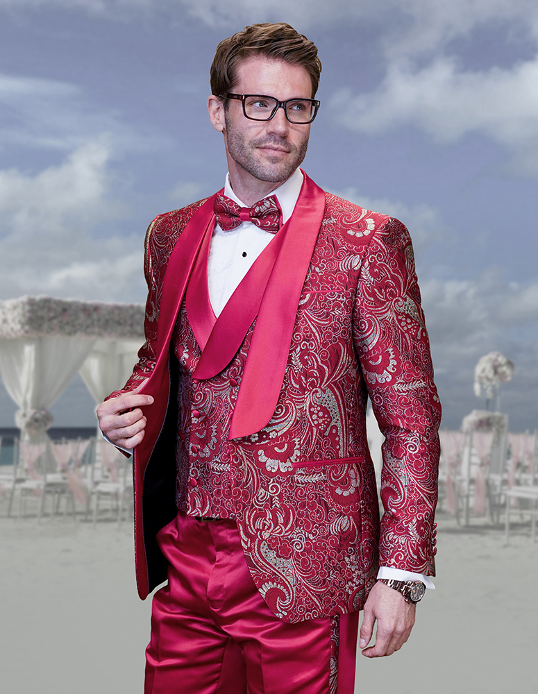 Statement Men's 3 Piece Fashion Tuxedo - Paisley Pattern