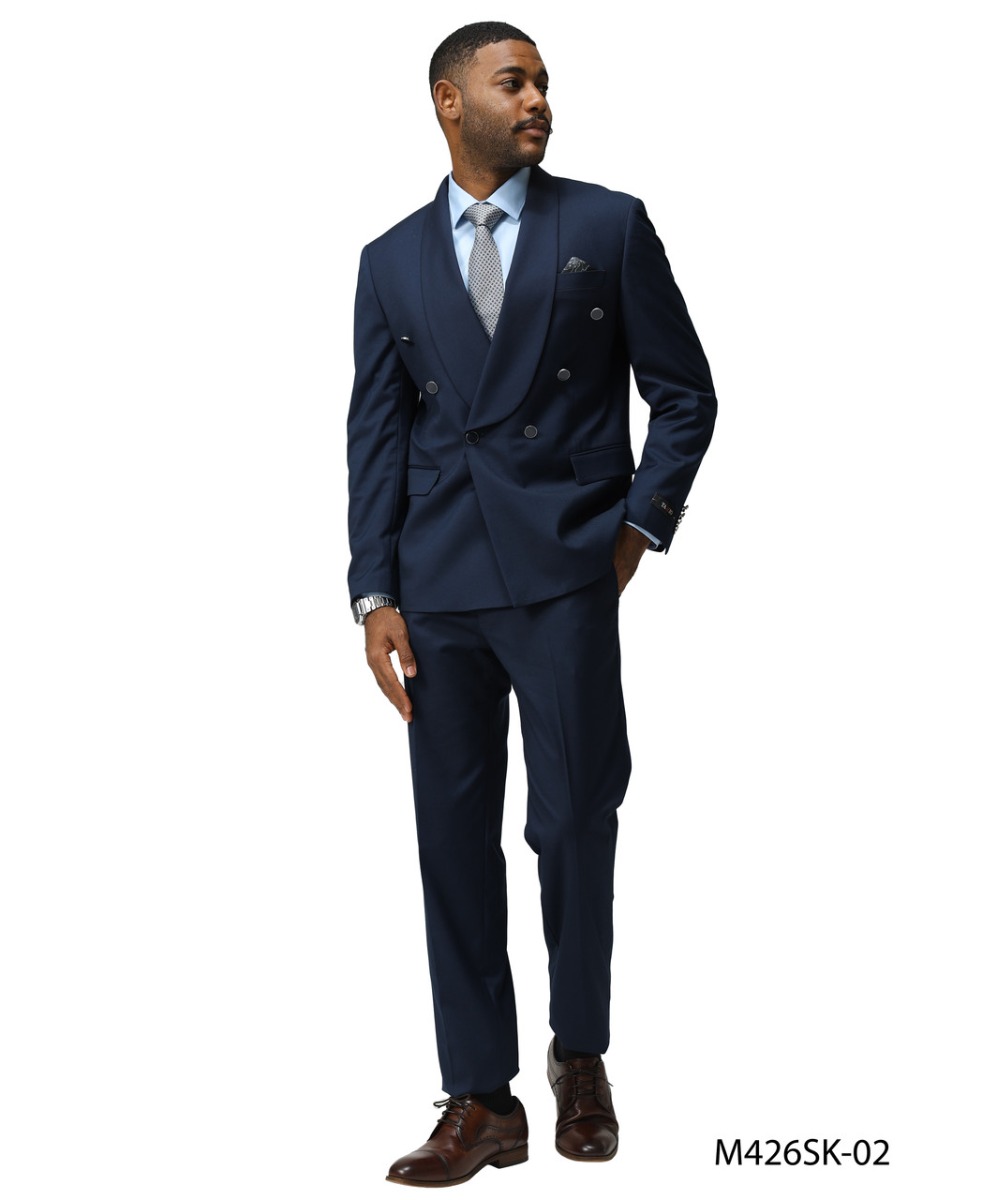 Tazio Men's 2 Piece Skinny Fit Suit - Double Breasted